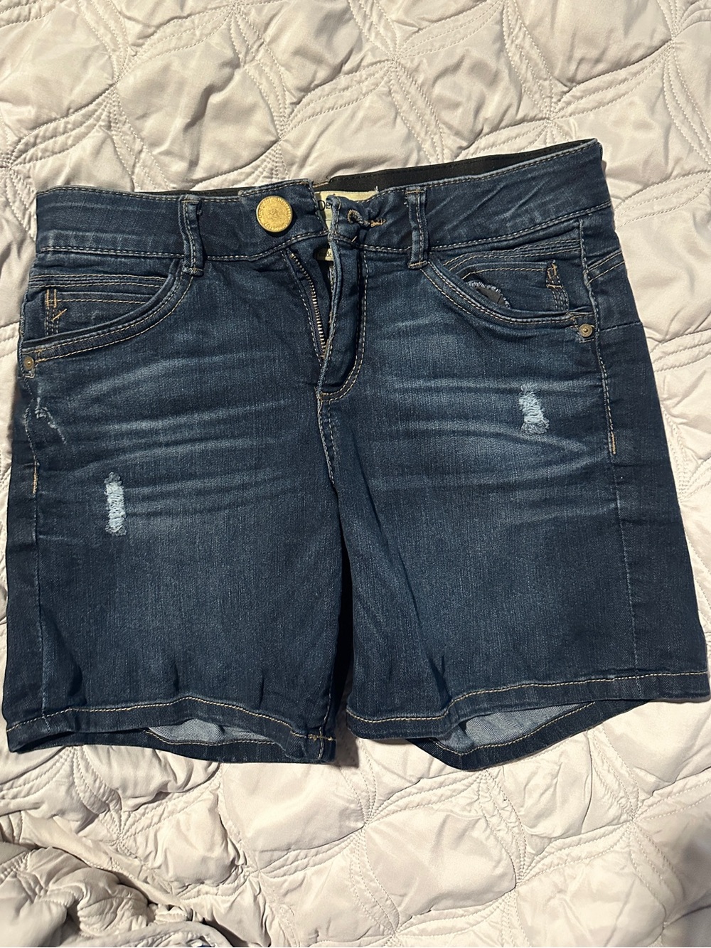 Democracy Dark Blue Distressed Denim Shorts